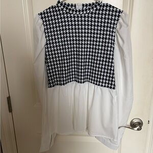 SHEIN Black and White Houndstooth Blouse